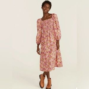 J. Crew Smocked Floral Midi Dress
